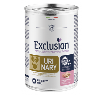 Exclusion Urinary Pork&Sorghum and Rice консервы со свининой для всех пород собак для поддержки мочевыделительной системы 400 г Exvetdog87 фото