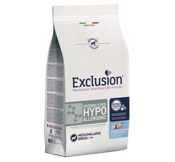 Exclusion Hydrolysed Hypoallergenic Medium&Large Breed з гідролізованим риб'ячим протеїном для середніх та великих порід собак з харчовою алергією 12 кг Exvetdog55 фото