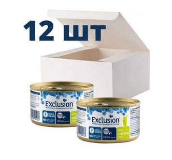 Упаковка вологого корму для кішок Exclusion 85г 12шт * смаки на вибір Exclusionbox5 фото