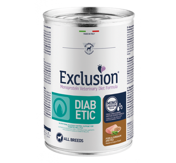 Exclusion Diabetic Pork&Sorghum and Pea консервы со свининой для всех пород собак с сахарным диабетом 400 г Exvetdog89 фото