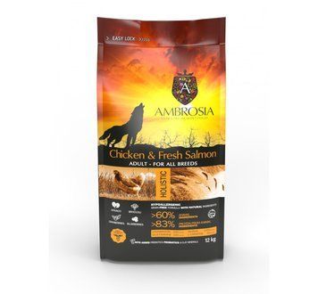 Беззерновий корм Ambrosia Grain free з куркою та свіжим лососем для дорослих собак усіх порід 2кг 5214001832132 фото