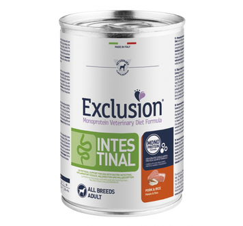 Exclusion Intestinal All Breeds Adult Pork&Rice консервы со свининой для всех пород собак с нарушением пищеварения 400 г Exvetdog79 фото