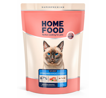 Гіпоалергенний корм для котів Home Food Морський коктейль 1,6кг 4820235020200 фото