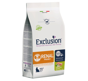 Exclusion Renal Phase 1 Cat Pork, Pea and Rice диетический рацион для котов с почечной недостаточностью и для профилактики образования оксалатных камней 1,5 кг Exvetcat6 фото