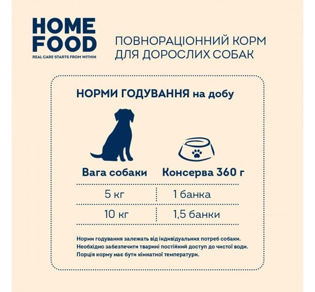 Консервований корм Home Food для дорослих собак з яловичиною, лососем та овочами в желе 360г 4820290091955 фото