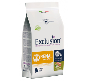 Exclusion Renal Phase 2 Cat Pork, Pea and Rice дієтичний раціон для котів з нирковою недостатністю та для профілактики утворення оксалатного каміння 1,5 кг Exvetcat8 фото