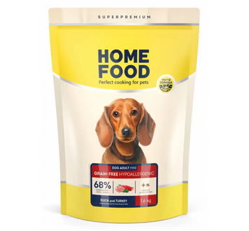 Беззерновий гіпоалергенний корм для малих порід собак Home Food з качкою та індичкою 1,6кг 4820235020934 фото