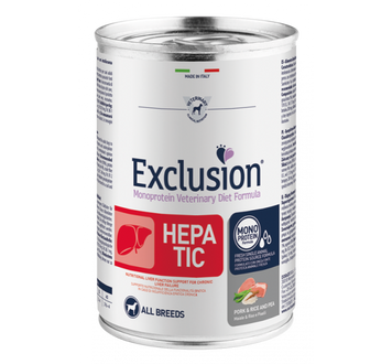 Exclusion Hepatic Pork&Sorghum and Rice консервы со свининой для всех пород собак с печеночной недостаточностью 400 г Exvetdog91 фото