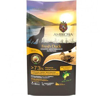 Беззерновий корм Ambrosia Mediterranean з качкою для дорослих собак усіх порід з чутливим травленням 0,1кг 5214002707347 фото