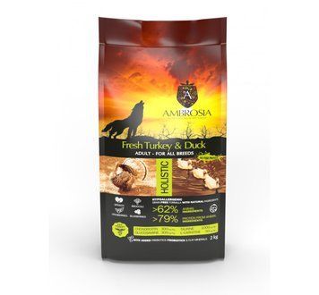 Беззерновий корм Ambrosia Grain free зі свіжою індичкою та качкою для дорослих собак усіх порід 12кг 5214000583806 фото